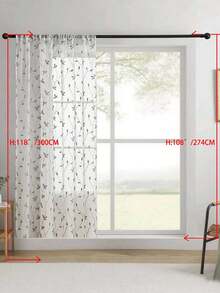 1 buah Tirai Tipis Bordir, Motif Bunga, Dengan Kantong untuk Batang Tirai, Penghalang Sinar UV, Bernapas, Kain Poliester, Tanpa Lapisan, Cocok Untuk Ruang Tamu, Kamar Tidur, Ruang Makan - Grey - View 13