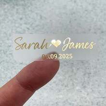 50pcs Customized Rectangular Gold Silver Foil Stickers Personalized Wedding Favor Thank You Labels Gift Bag Tags - Multicolor - View 2