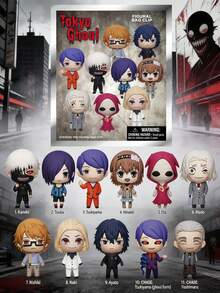 1 unidade de pacote colecionável surpresa de anime autorizado pela Aniplex, incluindo figura 3D de personagem, pingente e chaveiro de personagens de anime como Kaneki Ken, Rukia Kuchiki e Tsukiyama Shuu. - Multicolorido - Ver 8