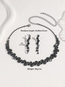 Women's Jewelry Set Necklace Earrings 3 PiecesGeometric Pattern Elegant Party/Wedding Accessories - Black - View 3