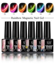 VOKY 6件套双光磁性猫眼美甲油套装，透明亮泽，UV/LED灯，半永久美甲，7毫升 - 彩色 - 查看 8