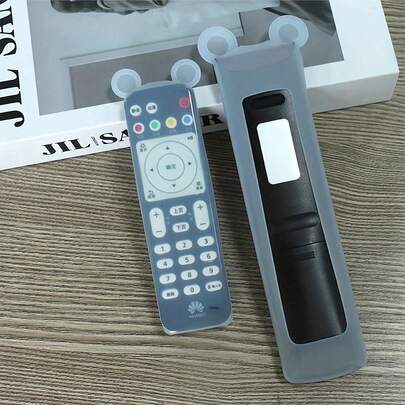 Capa de silicone brilhante para controle remoto em formato de ursinho de pelúcia - Pode ser instalada em controles remotos de TV, ar-condicionado e calculadora. Fácil de limpar, não interfere no sinal, superfície lisa, design verde semitransparente, decoração prática e moderna para casa. Acessório para dispositivos | Capa protetora que não interfere no sinal, decoração de cozinha, item doméstico.