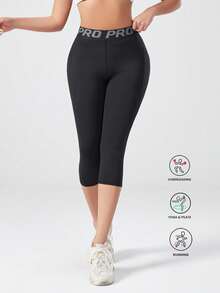 Quần yoga PRO Letter nâng eo và định hình dáng người, có túi, ôm sát bụng, dài đến mắt cá chân. - màu đen - Xem 6