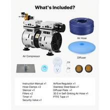 Pond Aerators, 5.2CFM Aeration System For Lakes Up To 3 Acres, 3/4 HP Air Compressor, 1 Diffuser & 100' Weighted Tubing, Outdoor Pond Aeration Pump For Deep Water Oxygen Circulation - 5.2CFM 1 Silicone Diffusion Disk 1 - View 8
