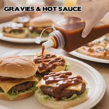 1pc Squeeze Sauce Bottle! Leak-Proof Design + Clear Measurement Scale, With Lid Seasoning Bottle, Suitable For Grilling, Salad And Baking - 0.6L/0.8L/1L (20oz/27oz/33oz) - Transparent White - View 3