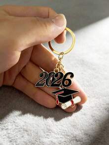 1pc/10pcs 2026 Graduation Keychain, Commemorative Graduation Gift Keyring, Unisex Alloy Oil Drop Graduation Cap Keychain, Graduation Ceremony Souvenir Gift, Backpack/Handbag Pendant, Daily & Holiday Accessory Gifts For Mother, Father, Graduation, And Teacher - Multicolor - View 3