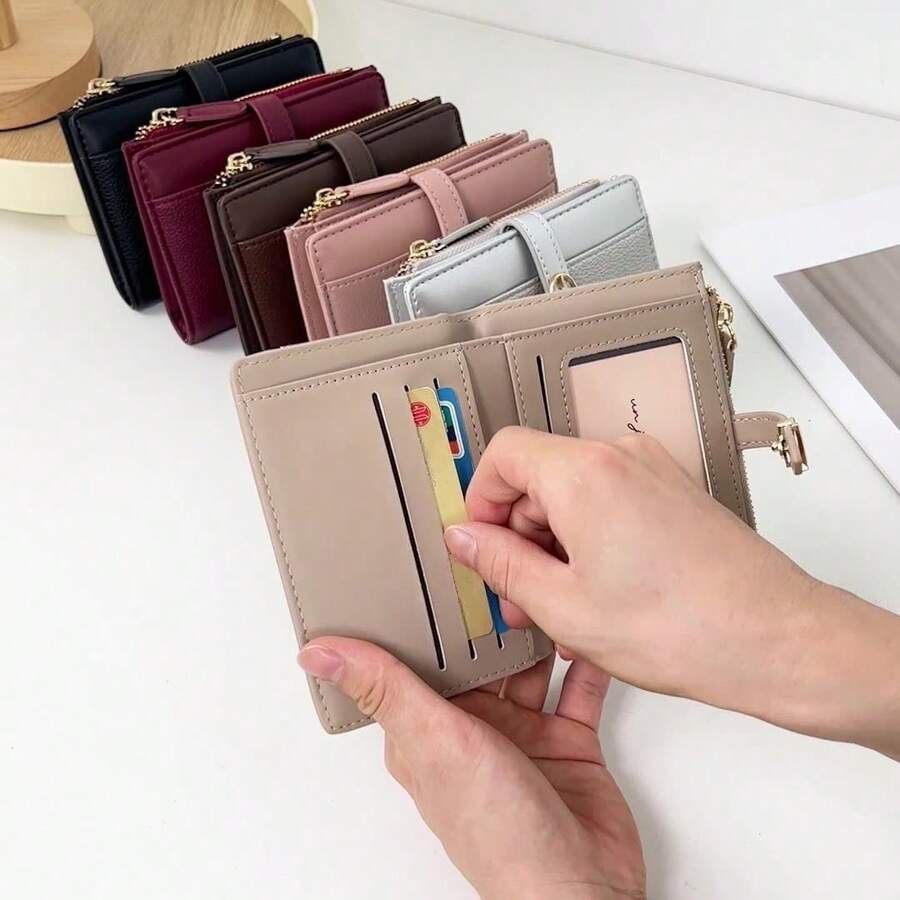 New High-Quality Patchwork Short Elegant Style Women Wallet, High-End Bifold Wallet, Fashionable Minimalist Medium Wallet