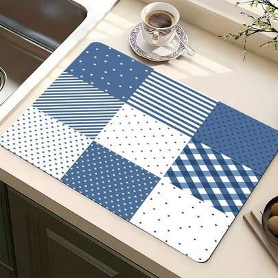 1 件装厨房台面吸水垫，吸水性强，防滑咖啡垫，耐热台面装饰，适用于咖啡吧、餐桌，多种款式可选