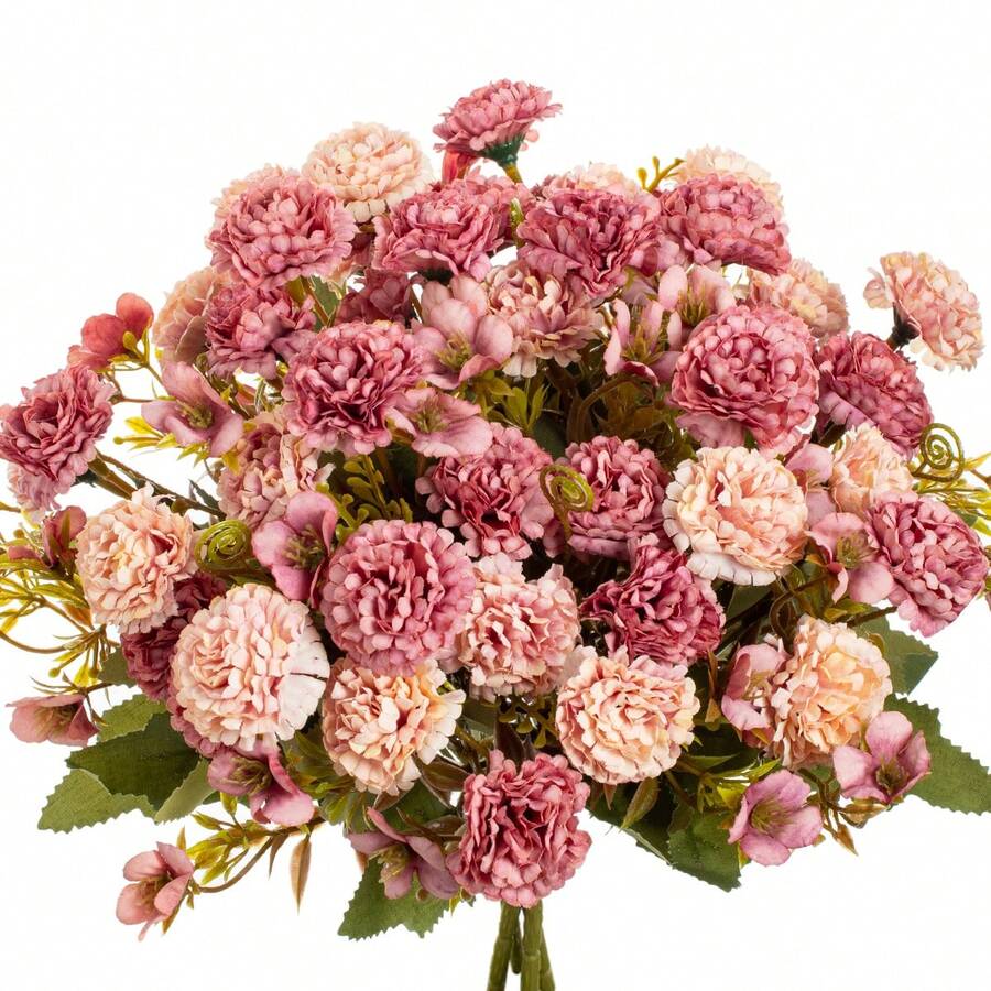 1PC Artificial Silk Flower - Carnation Bouquet, Simulated Bouquet, Suitable For Home, Dining Room, Living Room, Outdoor Garden Decoration, Used For Wedding, Family Garden And Party Decoration, Artificial Flowers, Wedding Flowers, Bridal Bouquet, Wedding Supplies, Wedding Decoration, Decorative Flowers, Spring Decoration - Light Purple - View 1