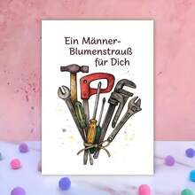 1pc Creative Tool Bouquet Greeting Card Father's Day Card – Retro Design, Ideal Father's Day Present For Handyman Dad, Unique DIY Lover Gift, Vintage Workshop Decor - One Size Fits All - View 3