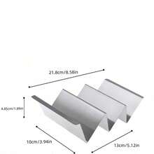 2/4 piezas Soporte de acero inoxidable para exhibición de alimentos para tacos, burritos, sostiene 2-3 tacos cada uno, bandeja de metal duradera apta para horno y lavavajillas - Plateado - Ver 2