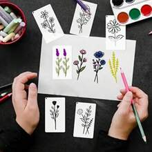 50件/套 花卉系列 DIY绘画模板套装 可重复使用镂空绘画模板 PET材质 可水洗 墙面艺术模板 卡片制作 - 多色 - 查看 7