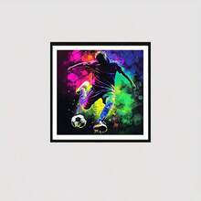 5D Diamond Painting Kit - Soccer Player | Round Diamond Art Set | Home Decor DIY Craft Kit | Living Room Bedroom Canvas Painting Set | Frameless Creative Gift - No Frame - View 4