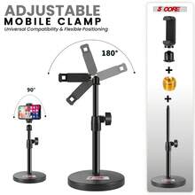 3-In-1 Multifunction Desktop Microphone Stand 5-Pin Microphone Holder Adjustable Desktop Mic Stand With Phone Clip - MS RBS BOOM 5/8 Inch Male To 3/8 Inch Female Metal Adapter - Multicolor - View 6