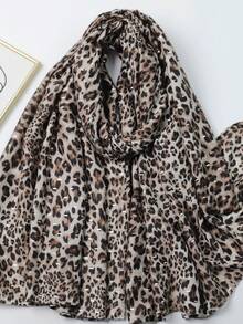 1pc Women's Classic Spring/Summer New Leopard Print Gold Foil Shawl Scarf - Multicolor - View 3