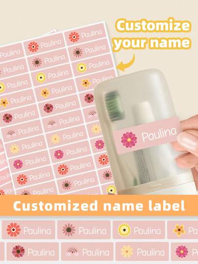 1-240pcs Custom Name Stickers, Personalized Name Labels, Floral Pattern Name Stickers, Waterproof & Oilproof Labels, Identification Tags, Perfect For Travel Gear Labeling, Sports Equipment Distinction, Storage Organization, Office File Sorting, Party Gift Box Packaging, Pink, Exquisite & Durable, Stylish, Long-Lasting Adhesion, Ideal Gifts For Family, Friends, Colleagues, Travel Enthusiasts, Sports Lovers, Great For Daily Use, Holidays, Parties