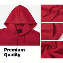 Men's Hooded Printed Sweatshirt Pocket Sweatshirt Full Set Autumn Winter Men's Sweatshirt Extra Large Size - White And Navy Off-The-Shoulder Cropped Top - Unisex Essentials Hoodie Hoodie For Women Sweatshirts For Women Hoodies For Men 's Hoodie Sweatshirts For Men Essentials Fear - 紅色 - 查看 2