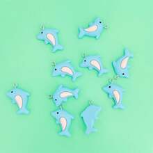 10个海洋系列跃海豚吊坠，适用于手工珠宝制作，耳环、项链、手链、脚链、包包挂饰、情侣礼物、树脂工艺品 - 10件跳躍的海豚 - 查看 6