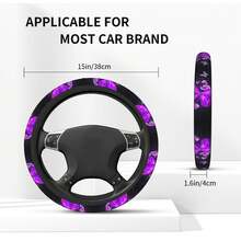 1pc Butterfly Print Car Steering Wheel Cover, Waterproof, Fits 14.5-15 Inch Steering Wheel, Protective Cover For All Seasons - Multicolor - View 9