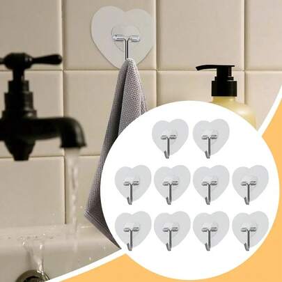 Ganchos adhesivos para pared de baño y cocina, 24 paquetes, resistencia máxima de 22 libras, sin clavos, ganchos de acero inoxidable para toallas, baño y techo