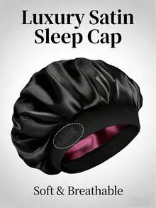 双层缎面帽，可调节帽，适合女士睡眠时佩戴，双面发网 - A - 查看 2