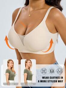 4PCS Women's Jelly Bras - Mesh/Lace Mesh, Seamless Wireless, Adjustable Straps, Removable Pads, Shockproof Push-Up, Mild Support, Breathable Comfort For Yoga Running Fitness & Daily Wear - 混合色 - 查看 2