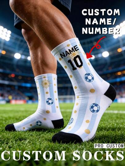 Personalized Soccer Socks With Name & Number | Custom Football Team Socks | Unique Gift For Soccer Fans