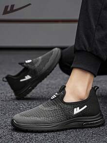 WARRIOR 1 đôi giày thể thao nam thường ngày, thoáng khí, đế mềm đệm khí, chống trượt, bền chắc, kiểu giày lười, nhẹ và thoải mái cho hoạt động hàng ngày và ngoài trời. - màu đen - Xem 8