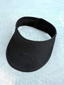 1pc Foldable & Collapsible Wide Brim Sun Hat, Women Summer UV Protection Beach Travel Casual Hat - Open-top Straw Hat - View 4