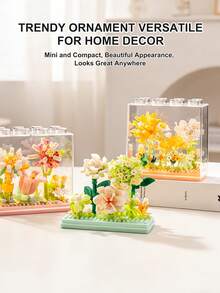 Bộ bó hoa dành cho người lớn unisex, đồ chơi lắp ráp hoa mini, đồ chơi cây mọng nước, chậu và bình hoa, đồ chơi sưu tập cây cảnh, cây trồng trong chậu sáng tạo, đồ chơi lắp ráp sáng tạo, bao gồm Starlight Wish, Crimson Eternal, Water Flower Shadow, Cactus Dream, Fairy Grace, Chrysanthemum Breeze và 6 loại hoa khác. - Nhiều màu - Xem 7