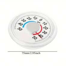 Round Dial Thermometer, Window/Indoor/Outdoor/Wall-Mounted/Garden/Home Use, Plastic Material, Temperature Range -50°C~50°C, No Battery Required, Analog Temperature Gauge - Mechanical Thermometer - View 8