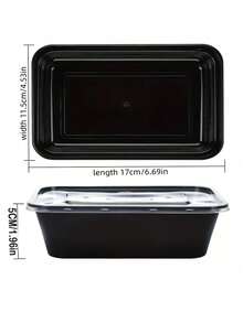 5/10 hộp đựng thực phẩm bằng nhựa màu đen có nắp đậy - Chống rò rỉ, có thể xếp chồng lên nhau - Hộp đựng cơm trưa dùng được trong lò vi sóng và tủ đông - màu đen - Xem 7
