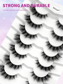ENCHUW 7 Pairs Lashes With Clear Band Lashes Wispy Cross Eyelash Fake Eyelashes Eyelash Makeup For Daily Wear Faux Mink Lashes - Black - View 5