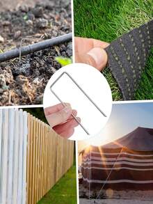 1Set Lawn U-Spike Set, U-Holding Spike Garden Stakes, 25 Lawn U-Holding Spikes + 25 Washers, 6-Inch U-Shaped Galvanized Landscape Spikes, Heavy Duty Garden Spikes, Ideal For Securing Lawns And Fabrics - U-shaped Ground Stakes - View 5