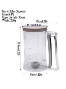 1pc Handheld Batter Dispenser With Measurement Scale, Pancake, Muffin, Cake Batter Funnel Cup, Commercial & Home Baking Filling Tool, Plastic Material Easy To Clean, Baking Tool Anti-Drip, Batter Dispenser, Donut Batter Cup, Waffle Iron Tool, Kitchen Filling Funnel Measuring Bottle - View 2