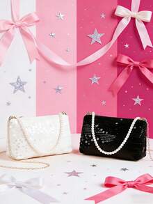1pc Sequin Velvet Sequins Handbag, Evening Bag, Shoulder Bag, Crossbody Bag, Elegant & Gentle Style - Sequin Velvet - View 2