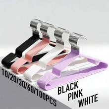 BKFUN 100/60/40/30/20/10/1pc Non-Slip Metal Hangers With Bump-Free Design, No Marks Or Shoulder Bumps, Durable For Daily Use | Protects Clothes From Slipping | Modern Closet Accessories - View 1