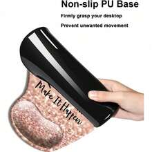 1pc Ergonomic Mouse Pad With Gel Wrist Rest Support, Gaming Mouse Pad With Lycra Cloth, Non-Slip PU Base For Computer, Laptop, Home, Office & Travel Hands Pain Relief Rose Gold - 圓形 - 查看 4