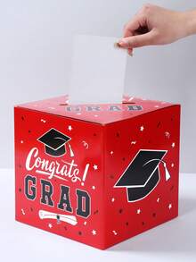 1 Set Graduation Paper Card Gift Box, Congratulations Graduation Party Card Storage Box, 2026 Graduate Message Card Box, Voting Box, Suggestion Card Box, Graduation Voting Game Supplies, Graduation Party Decorations, Graduation Party Supplies, Graduation Gift, Black Gold, Blue Gold, And Red Gold - Graduation Season - View 5