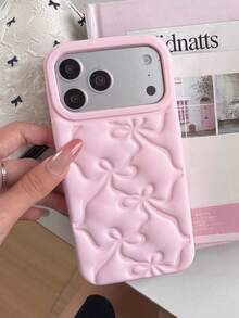 1个可爱3D粉色蝴蝶结手机壳，适用于 17/16/15/14/13/12 Pro Max/16 Pro/16 Pro Max/17 Pro/17 Pro Max，柔软硅胶材质 - 淺粉色 - 查看 1