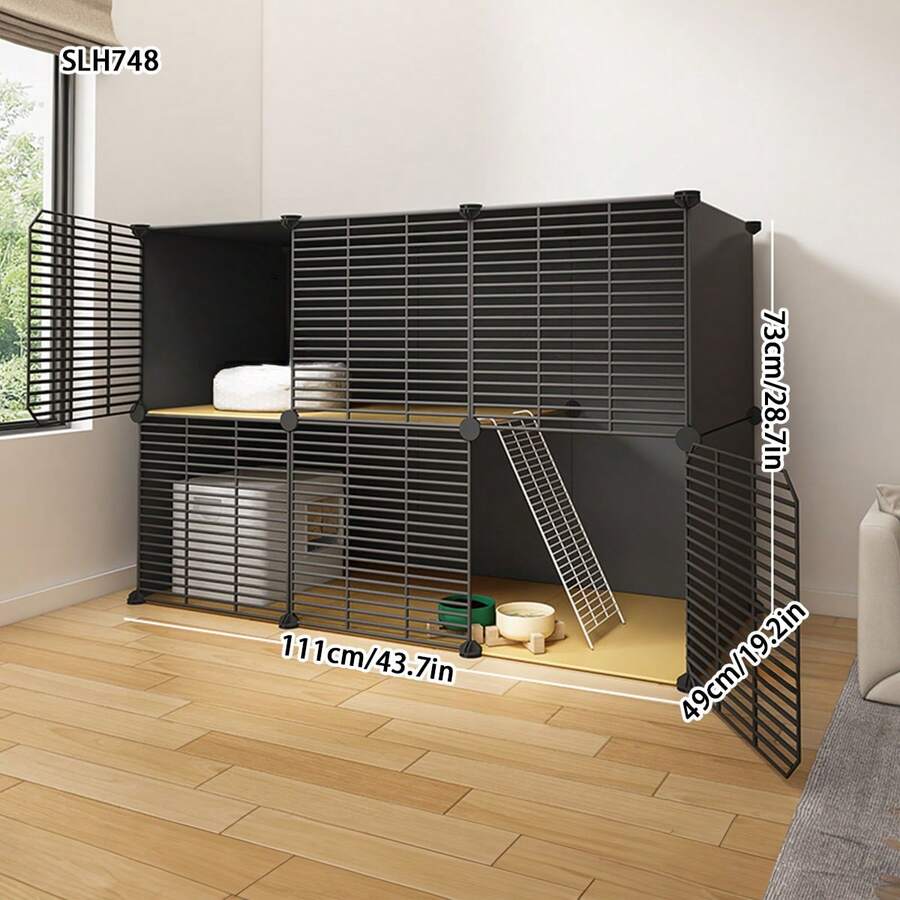 Stackable Multi-Layer Cat Cage With Climbing Ladder, Pet Playpen For Kittens, Rabbits, Guinea Pigs And Other Small Animals - Multicolor - View 1