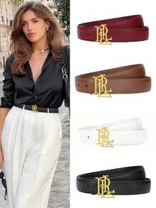 女士字母印花腰带，适合搭配毛衣连衣裙和休闲裤 - 彩色 - 查看 1