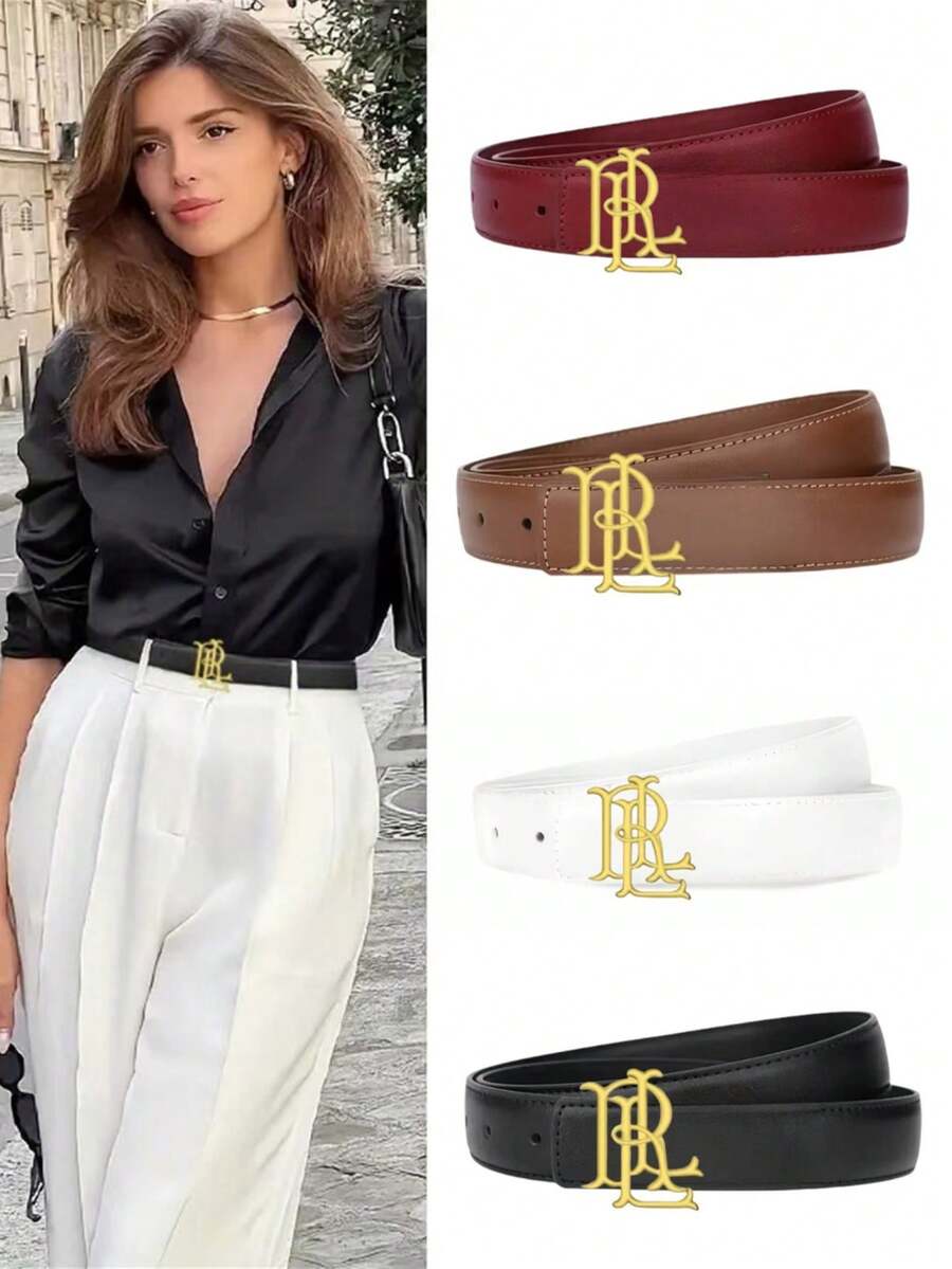 女士字母印花腰带，适合搭配毛衣连衣裙和休闲裤 - 彩色 - 查看 1