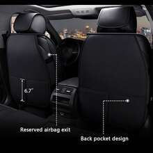 5 Seats Universal Car Seat Covers Full Set Waterproof PU Leather Automotive Seat Cushions Compatible With SUV Sedan All 5-Seater Vehicles - 黑藍 - 查看 4