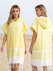 Khăn tắm có mũ bằng cotton, khăn choàng đi biển, áo choàng tắm, khăn choàng lớn chống cát, thích hợp cho bơi lội, tắm vòi sen, kỳ nghỉ, lướt sóng, đồ dùng phòng tắm, đồ dùng cần thiết cho bãi biển. Mùa tựu trường, đồ dùng thiết yếu mùa hè. - Nhiều màu - Xem 2