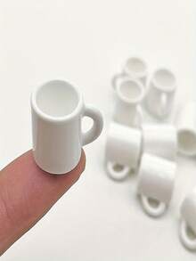 10pcs/25pcs Premium Mini White Coffee Cup Decorative Ornaments, Mini Toys, Resin Material, Perfect For DIY Keychains, Hair Accessories, Dollhouse Decor And Jewelry Making Supplies, Ideal Gift For Parties, Birthdays And Back To School Season. - View 4