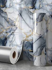 1 Roll 15.7" X 118" Black & White Marble Pattern PVC Wall Sticker, Thick Roll, Suitable For Living Room And Bathroom, Decorative Backsplash, Removable, Waterproof Grey Marble Wallpaper, Ideal For Rental And Home Decor - Multicolor - View 13