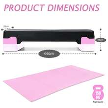 Crystals Pink Aerobic Stepper Fitness Step Board – Adjustable Cardio Workout Platform With Blocks, Non-Slip Exercise Bench For Home Gym, Yoga & Aerobic Training - Pink - View 2