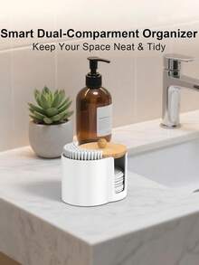 透明塑料二合一棉签盒兼化妆棉收纳盒 - 防碎浴室梳妆台收纳罐，可存放圆形棉签、球形棉签、牙线棒、发圈和美容海绵等物品 - 多色 - 查看 10