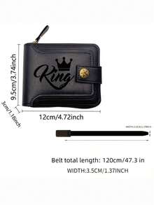 Personalized Men's Wallet, Customized Belt, New Ultra-Thin Wallet, Multi-Functional Fashion Snap Wallet With Coin Pocket, Multi-Card Slots, Vintage Faux Leather Material, Customizable Personalized Men's Belt, Suitable As Gift For Husband, Father's Day, Anniversary, Groom, Boyfriend, Engraved Genuine Leather Belt (Our Product Does Not Include Gift Box, Attributes That Are Not Listed Are Not Included, Hope For Your Understanding) - Multicolor - View 9